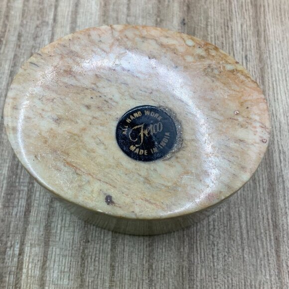 Fetco Vintage Soapstone Flower Mother of Pearl Trinket Jewelry Box - Picture 4 of 7